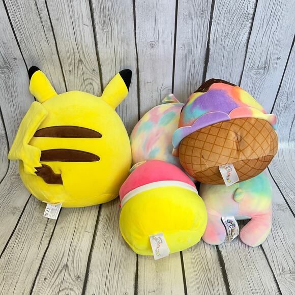 Lot/5 Squishmallow Plush.Pikachu, Mariska, Lesedi Owl, Glady Ice Cream Llamacorn - Picture 9 of 9